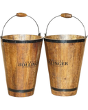 Enfriadores de champán Bollinger vintage o cubos de madera, juego de 2